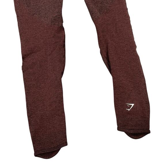 GYMSHARK Leggings Heathered Maroon S Flattering Form Fitting Stretchy Athletic - Picture 2 of 8